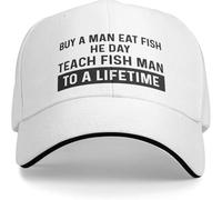 Cappellino da Baseball Divertente Compra Un Uomo, Mangia Pesce, insegna all'uomo Una Vita Intera per Donne, papà, Cappello Grafico