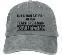 Cappellino da Baseball Divertente Compra Un Uomo, Mangia Pesce, insegna all'uomo Una Vita Intera per Le Donne con Cappello di Design