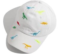 Cappellino da baseball estivo per bambini da 2 a 6 anni, con dinosauro, in cotone, cappello da sole per esterni, regolabile, per ragazzi e ragazze, per golf, sport, anti-UV, bianco, Taglia unica