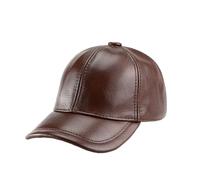 Cappellino da Baseball in Vera Pelle per Autunno e Inverno, Cappello da Caccia e Pesca Regolabile, Cappello Caldo Invernale Piatto per Esterni,Marrone,XL