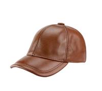 Cappellino da Baseball in Vera Pelle per Autunno e Inverno, Cappello da Caccia e Pesca Regolabile, Cappello Caldo Invernale Piatto per Esterni,Yellowish Brown,XL