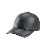 Cappellino da Baseball in Vera Pelle per Autunno e Inverno, Cappello da Caccia e Pesca Regolabile, Cappello Caldo Invernale Piatto per Esterni,Nero,L