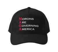 Cappellino da Baseball Morons Are Governing America - Cappello Unisex Classico in Cotone Nero con Tesa Curva Regolabile