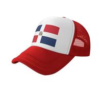 Cappellino da baseball nero con rete stampata della Repubblica Dominicana, cappello da sole, adatto per fitness, escursionismo e viaggi, Rosso, Taglia unica