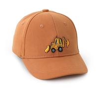 Cappellino da baseball per bambini con ricamo a forma di escavatore, regolabile, in cotone lavato, vintage, per ragazzi e ragazze, età 2-5 anni, Arancione, taglia unica