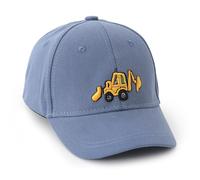 Cappellino da baseball per bambini con ricamo a forma di escavatore, regolabile, in cotone lavato, vintage, per ragazzi e ragazze, età 2-5 anni, Blu, taglia unica