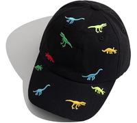 Cappellino da baseball per bambini e bambine, con ricamo a forma di dinosauro, regolabile, in cotone, con protezione UV, per l'estate, l'autunno, i bambini, per 2-6 anni, per bambini, Nero , Taglia