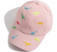 Cappellino da baseball per bambini e bambine, con ricamo a forma di dinosauro, regolabile, in cotone, con protezione UV, per l'estate, l'autunno, i bambini, per 2-6 anni, per bambini, Colore: rosa.,