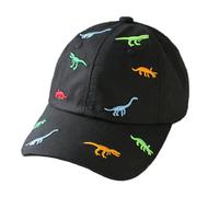 Cappellino da baseball per bambini e bambine, con ricamo a forma di dinosauro, regolabile, in cotone, con protezione UV, per l'estate, l'autunno, i bambini, per 2-6 anni, per bambini, Nero , Taglia