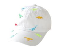 Cappellino da baseball per bambini e bambine, con ricamo a forma di dinosauro, regolabile, in cotone, con protezione UV, per l'estate, l'autunno, i bambini, per 2-6 anni, per bambini, bianco, Taglia