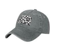 Cappellino da baseball regolabile con motivo panda, con visiera curva, adatto per spiaggia e viaggi, grigio, Taglia unica