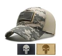 Cappellino da Baseball tattico Mimetico Grigio con Toppa USA con 2 Toppe