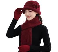 Cappellino da donna invernale blu 3 pezzi/set da donna con cappello Scarf Gloves Fashion Casual Solid Color Soft Cozy Knitted Autumn Winter Hand Neck Hand Warm Beanie Cap Scarf Mittens For Outdoor