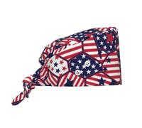 Cappellino da Lavoro con Stelle Geometriche e Fascia antisudore, Copricapo Regolabile alla Moda con Laccetti Posteriori per Uomo e Donna, Cappello da Chef