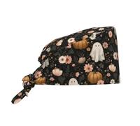 Cappellino Da Lavoro Cute Ghosts Pattern With Flowers And Pumpkin Regolabile Berretto Da Lavoro Unisex Cappello Da Chef Per Uomo Donna Veterinari