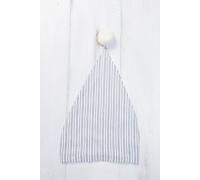 Cappellino da notte uomo in flanella blu avorio a righe 100% cotone...