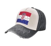 Cappellino Divertente - Cappellino Streetwear Retrò in Denim con Bandiera Patriottica A Blocchi Di Colore,Lavato Vintage,Regolabile,Per Gli Appassionati Dei Social Media Black And White One Size