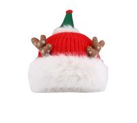 Cappellino invernale Buben Hat Winter Warm Caps with Plush Brim Reindeer Crochet Beanie Christmas Hat 2024 Berretto da uomo in pelliccia di agnello, bianco, Taglia unica