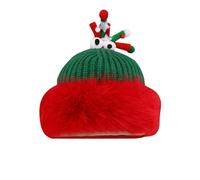 Cappellino invernale Buben Hat Winter Warm Caps with Plush Brim Reindeer Crochet Beanie Christmas Hat 2024 Berretto da uomo in pelliccia di agnello, verde, Taglia unica
