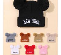 Cappellino lavorato a maglia alla moda per bambini, bambine e bambini, con ricamo di lettere come Los Angeles, New York, Brooklyn, California, Boston, Chicago, Parigi, Londra. Accessori carini con let
