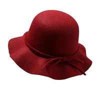 Cappellino omen fatto a mano da indossare tutti i giorni traspirante Viaggiare Shopping Incontri Donne Bowknot Bombetta Top Hat Compatibile con Anniversa, Rosso vinaccia, Stile quadrante