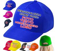 Cappellino Personalizzato Stampa Inclusa Cappello Baseball Personalizzabile con Visiera Precurvata da Bambini Regolabile Bimbo Leggero Foto Numero Nome Gita Grest Scuola Recite (Royal)
