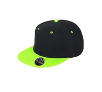 Cappellino Result Bronx Contrasto Cappello Rap Snapback Rapper Piatto cap Unisex (Nero/Lime)