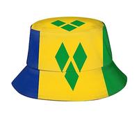 Cappellino Secchiello Bandiera di Saint Vincent E Grenadine Cappello Pescatore Unisex Cappello da Pioggia Classico Cappelli da Escursionismo per Viaggio Festival Golf 56-58Cm