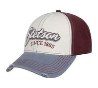 Stetson Cappellino Tricolour Vintage Distressed Donna/Uomo - Curved Brim cap Berretto Baseball Fibbia in Metallo, con Visiera Estate/Inverno - Taglia Unica Bianco Crema