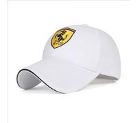 Cappellino Uomo per Ferrari, Cappello Baseball Unisex Snapback Cappelli Golf Cappellino Sport,White