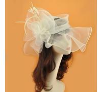 Cappello a bombetta con fiori in velo oversize Accessori per capelli in piume Copricapo Accessori per abiti da sposa Corea Giappone Nero Bianco-2