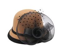 Cappello a bombetta da donna francese da pescatore con fiore in pizzo 3D | Elegante cappello da artista vintage per cosplay, stile francese, cappello da pesca a tesa corta, per feste, all'aperto