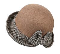 Cappello a bombetta da donna per autunno e inverno, casual, da pescatore, piccolo cappello a bombetta, Marrone, M