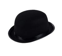 Cappello a bombetta nero deluxe per adulti, con fascia in raso, stile vittoriano, derby Chaplin, mago, steampunk, cosplay, Halloween, Nero , Taglia unica