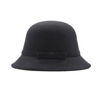 Cappello a campana da donna stile 1920, cappello invernale in lana artificiale, cappello bowler pieghevole, cappello vintage a campana, cappello rotondo berretto francese, Nero , Taglia unica