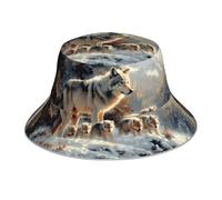Cappello a campana reversibile per uomo e donna, motivo lupi invernali, con bordo riflettente doppio lato per golf, ravel, pesca, escursionismo, colore: nero