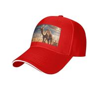 Cappello a casquette classico regolabile con stampa cammello sabbia deserto con moda per camionista unisex, Rosso, Taglia unica