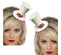 Cappello A Cilindro Bianco Natale Fascinator Da Donna Accessorio Elegante