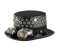 Cappello a cilindro con occhielli a tema età industriale con occhiali ingranaggio scuro costume celebrazione accessorio design meccanico cosplay cappello steampunk