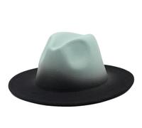 Cappello a cilindro da donna, in feltro di lana, stile jazz, a tesa larga, patchwork, 05, Taglia unica