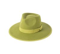 Cappello a cilindro da donna in lana coperto a tesa larga Jazz Fedora cappelli unisex per feste, Matcha EN8, Taglia unica