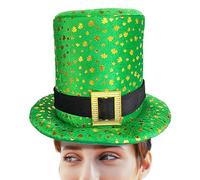 Cappello a cilindro da folletto - Cappello da costume verde per le vacanze, accessorio per il giorno di San Patrizio | Elegante copricapo da festa dal design trifoglio, divertente festival, celebrazio