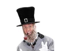 Cappello a cilindro da pirata con barba attaccata, accessorio per Halloween, per feste a tema e cosplay, 4 colori, cappello a secchiello con barba esagerata