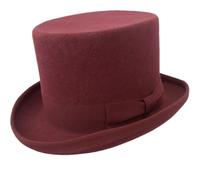 Cappello a cilindro in feltro di lana bordò