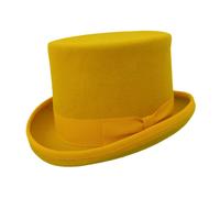 Cappello a cilindro in feltro di lana giallo