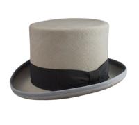 Cappello a cilindro in feltro di lana grigio perla