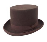 Cappello a cilindro in feltro di lana marrone