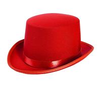 Cappello a cilindro in raso - Confezione da 12 - Cappello rosso con nastro abbinato - per adulti bambini ragazzi ragazze danza spettacoli teatrali eventi circo cabaret costume accessorio