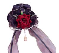 Cappello a cilindro lungo in pizzo con nastro gotico fiore bombetta Day of the Dead Cosplay Party Costume copricapo per donne Decori per capelli