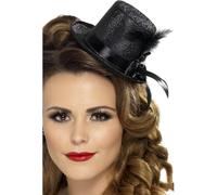Cappello A Cilindro Nero Da Donna Mini Burlesque Costume Anni 1920